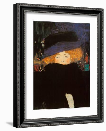 Lady with Hat-Gustav Klimt-Framed Art Print