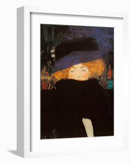 Lady with Hat-Gustav Klimt-Framed Art Print