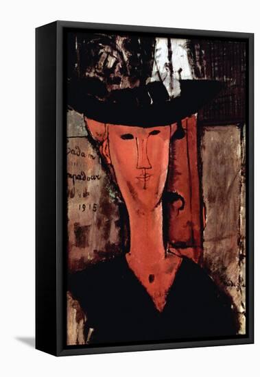 Lady with Hat-Amedeo Modigliani-Framed Stretched Canvas