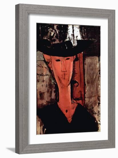 Lady with Hat-Amedeo Modigliani-Framed Art Print