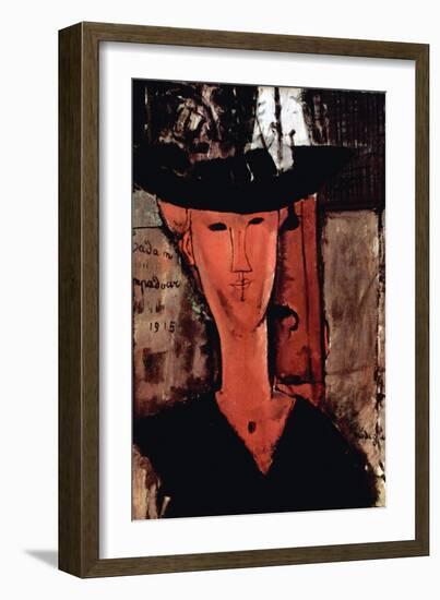 Lady with Hat-Amedeo Modigliani-Framed Art Print