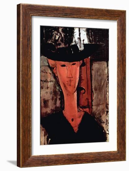 Lady with Hat-Amedeo Modigliani-Framed Art Print