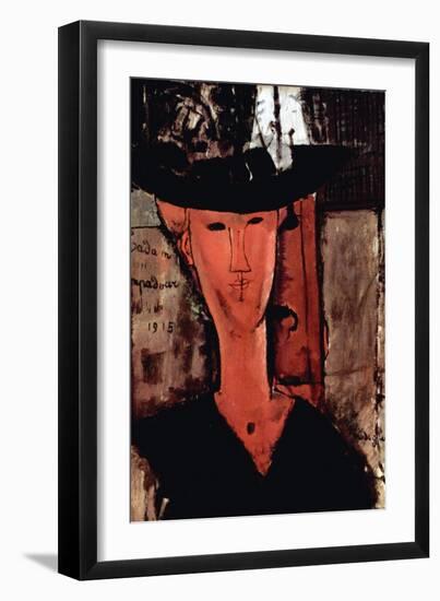 Lady with Hat-Amedeo Modigliani-Framed Art Print