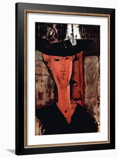 Lady with Hat-Amedeo Modigliani-Framed Art Print