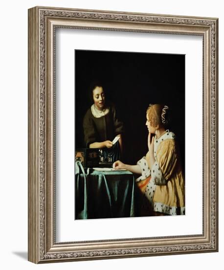 Lady With Her Maidservant Holding a Letter, 1666-Johannes Vermeer-Framed Giclee Print