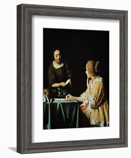 Lady With Her Maidservant Holding a Letter, 1666-Johannes Vermeer-Framed Giclee Print