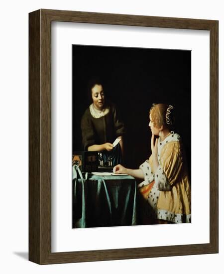 Lady With Her Maidservant Holding a Letter, 1666-Johannes Vermeer-Framed Giclee Print