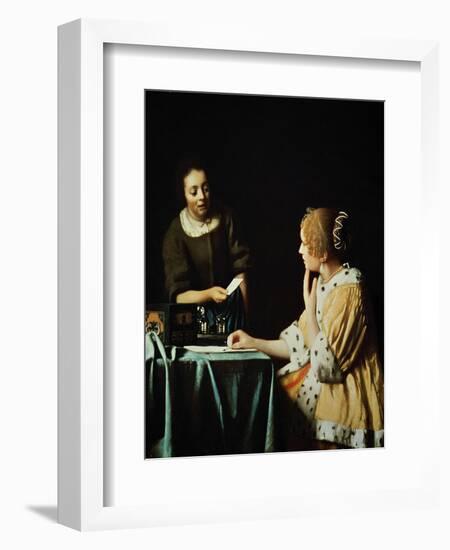 Lady With Her Maidservant Holding a Letter, 1666-Johannes Vermeer-Framed Giclee Print