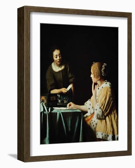 Lady With Her Maidservant Holding a Letter, 1666-Johannes Vermeer-Framed Giclee Print