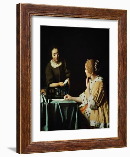 Lady With Her Maidservant Holding a Letter, 1666-Johannes Vermeer-Framed Giclee Print