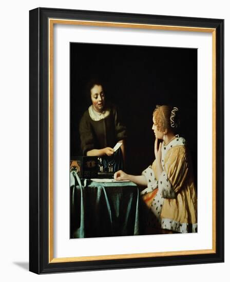 Lady With Her Maidservant Holding a Letter, 1666-Johannes Vermeer-Framed Giclee Print