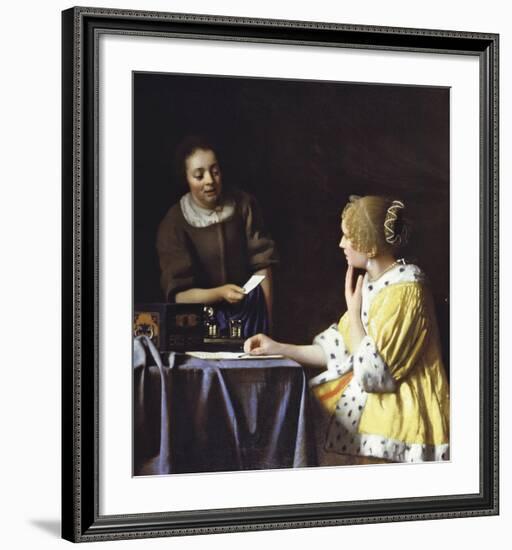 Lady with Her Maidservant Holding a Letter-Jan Vermeer-Framed Premium Giclee Print