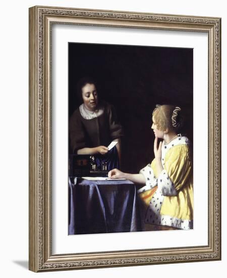 Lady with Her Maidservant Holding a Letter-Johannes Vermeer-Framed Giclee Print