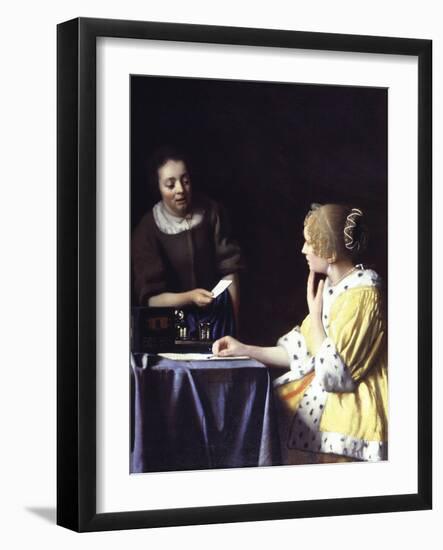 Lady with Her Maidservant Holding a Letter-Johannes Vermeer-Framed Giclee Print