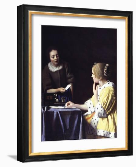 Lady with Her Maidservant Holding a Letter-Johannes Vermeer-Framed Giclee Print