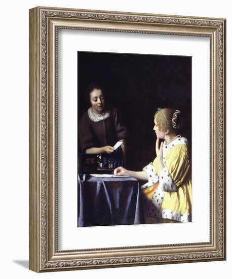 Lady with Her Maidservant Holding a Letter-Johannes Vermeer-Framed Giclee Print