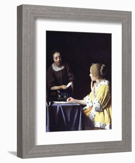 Lady with Her Maidservant Holding a Letter-Johannes Vermeer-Framed Giclee Print