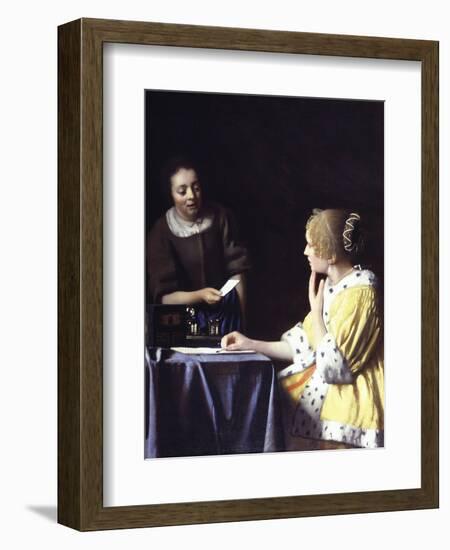 Lady with Her Maidservant Holding a Letter-Johannes Vermeer-Framed Giclee Print