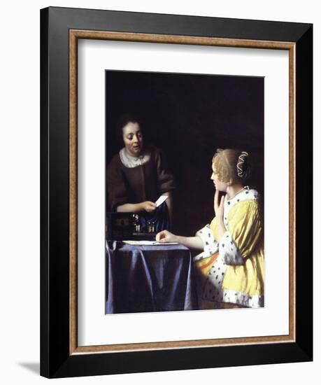 Lady with Her Maidservant Holding a Letter-Johannes Vermeer-Framed Giclee Print