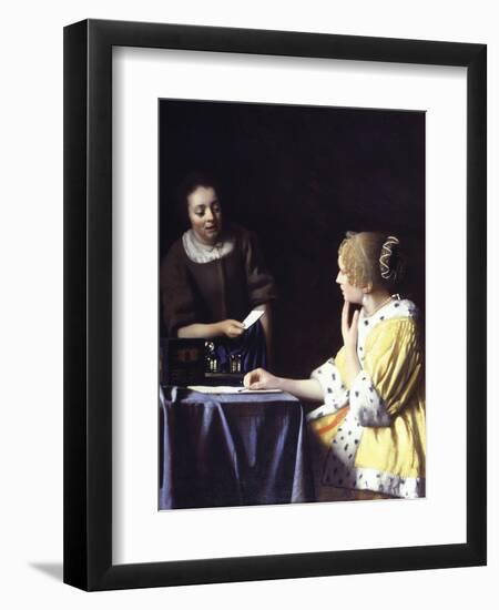 Lady with Her Maidservant Holding a Letter-Johannes Vermeer-Framed Giclee Print