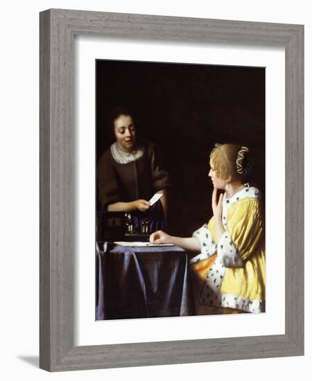 Lady with Her Maidservant Holding a Letter-Johannes Vermeer-Framed Giclee Print