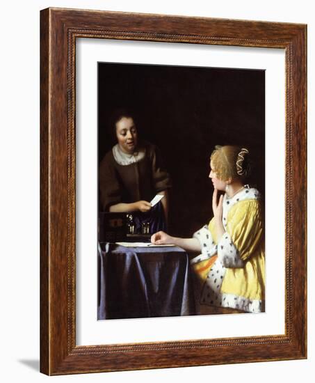 Lady with Her Maidservant Holding a Letter-Johannes Vermeer-Framed Giclee Print