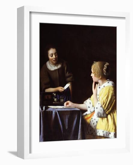 Lady with Her Maidservant Holding a Letter-Johannes Vermeer-Framed Giclee Print