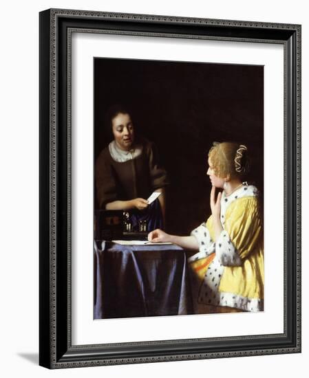 Lady with Her Maidservant Holding a Letter-Johannes Vermeer-Framed Giclee Print