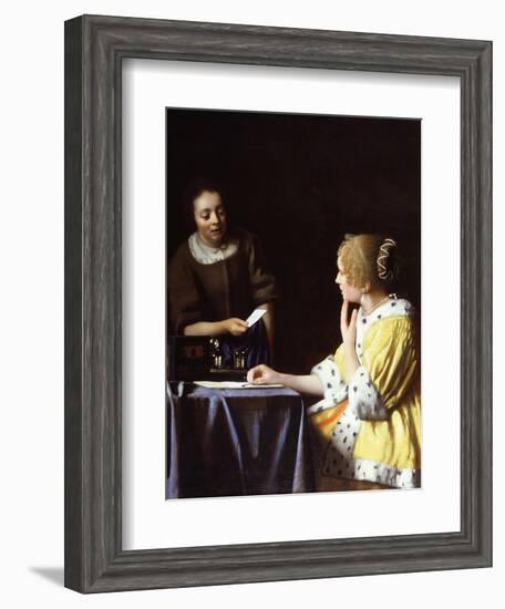 Lady with Her Maidservant Holding a Letter-Johannes Vermeer-Framed Giclee Print