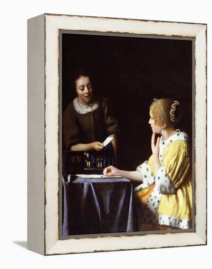 Lady with Her Maidservant Holding a Letter-Johannes Vermeer-Framed Premier Image Canvas