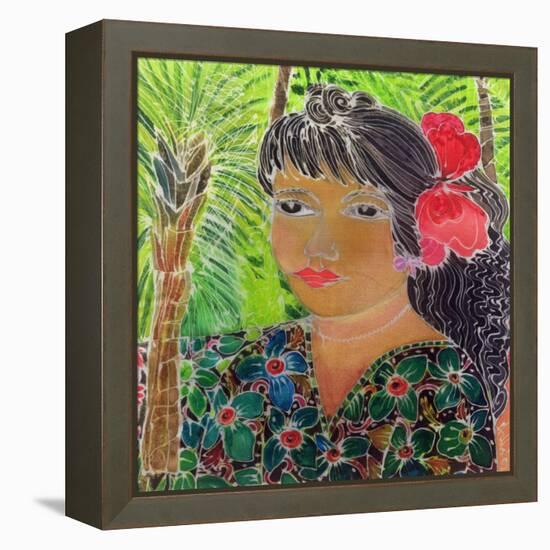 Lady with Hibiscus-Hilary Simon-Framed Premier Image Canvas