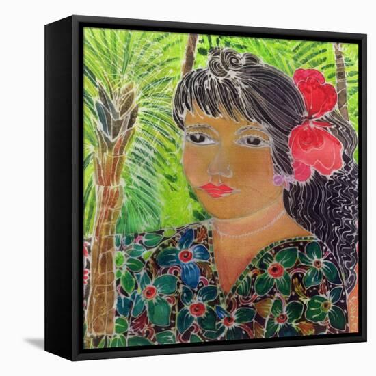 Lady with Hibiscus-Hilary Simon-Framed Premier Image Canvas