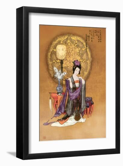 Lady with Lamp-null-Framed Premium Giclee Print