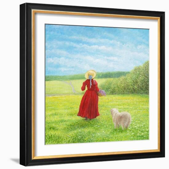 Lady with Lilacs and Shelby-Kevin Dodds-Framed Giclee Print