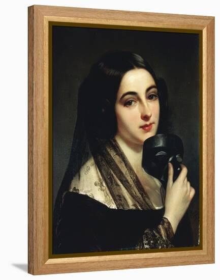 Lady with Mask-Antonio Zona-Framed Premier Image Canvas