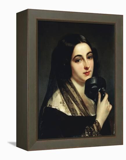 Lady with Mask-Antonio Zona-Framed Premier Image Canvas