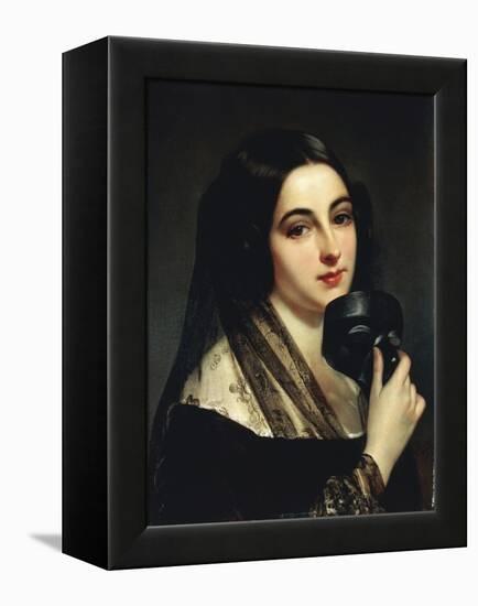 Lady with Mask-Antonio Zona-Framed Premier Image Canvas