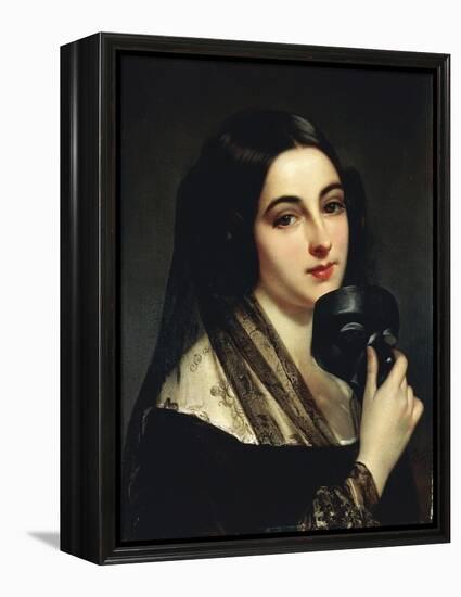 Lady with Mask-Antonio Zona-Framed Premier Image Canvas