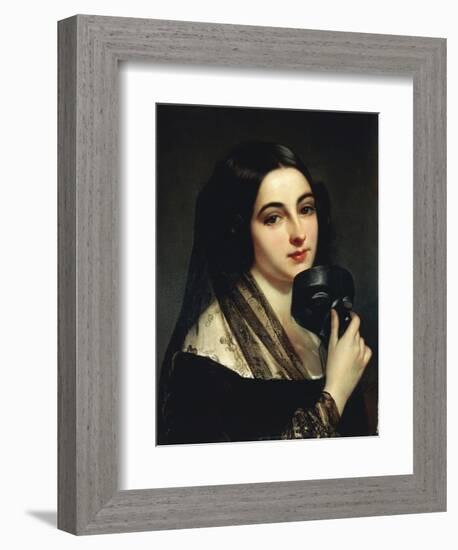 Lady with Mask-Antonio Zona-Framed Giclee Print