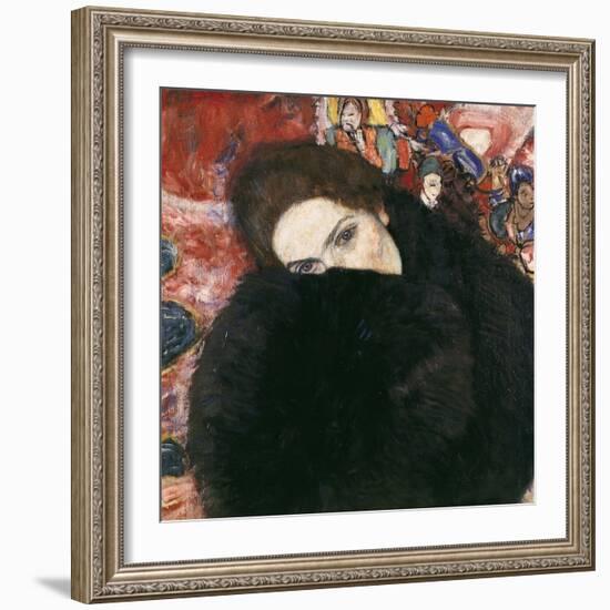 Lady with Muff, 1916-17-Gustav Klimt-Framed Giclee Print