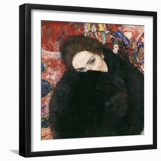 Lady with Muff, 1916-17-Gustav Klimt-Framed Giclee Print