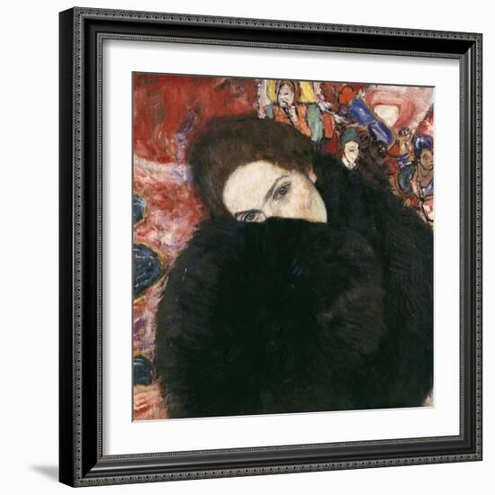 Lady with Muff, 1916-17-Gustav Klimt-Framed Giclee Print