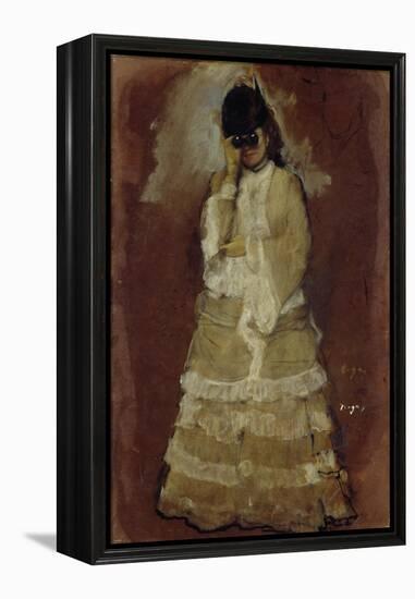 Lady with Opera Glasses, 1879-80-Edgar Degas-Framed Premier Image Canvas