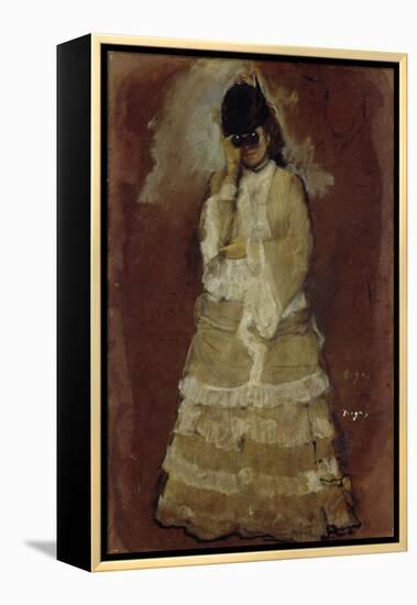 Lady with Opera Glasses, 1879-80-Edgar Degas-Framed Premier Image Canvas