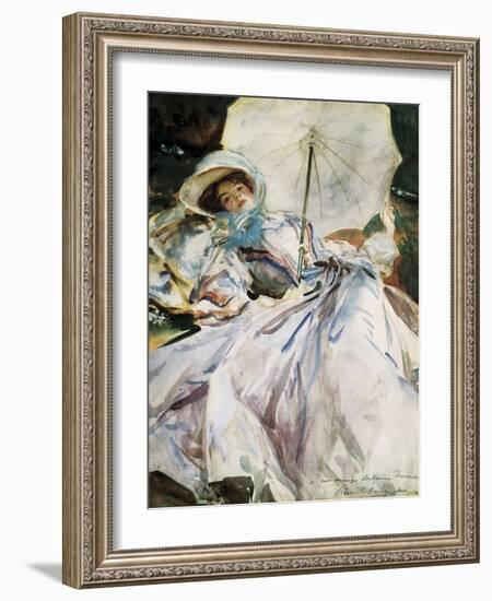 Lady with Parasol-John Singer Sargent-Framed Art Print