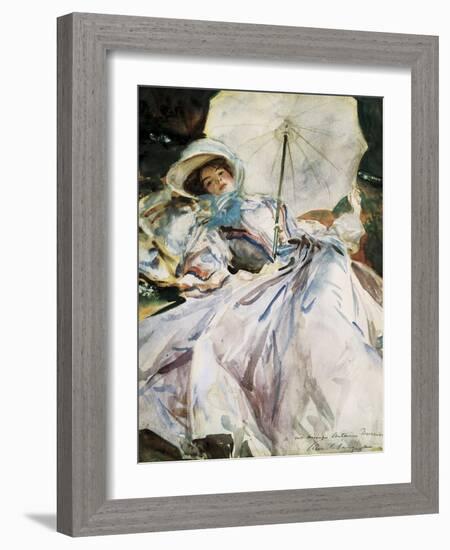 Lady with Parasol-John Singer Sargent-Framed Art Print