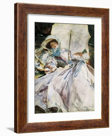 Lady with Parasol-John Singer Sargent-Framed Art Print