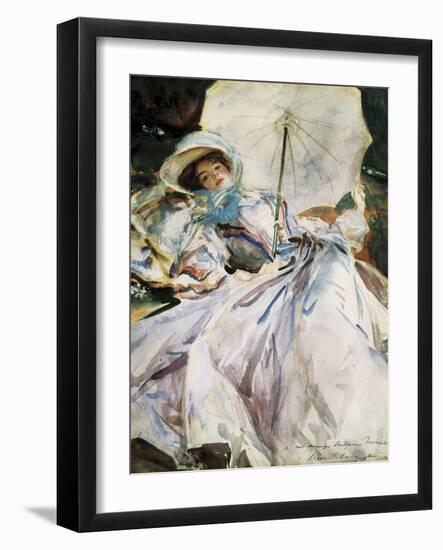 Lady with Parasol-John Singer Sargent-Framed Art Print