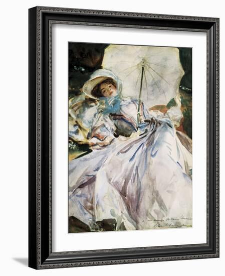 Lady with Parasol-John Singer Sargent-Framed Art Print