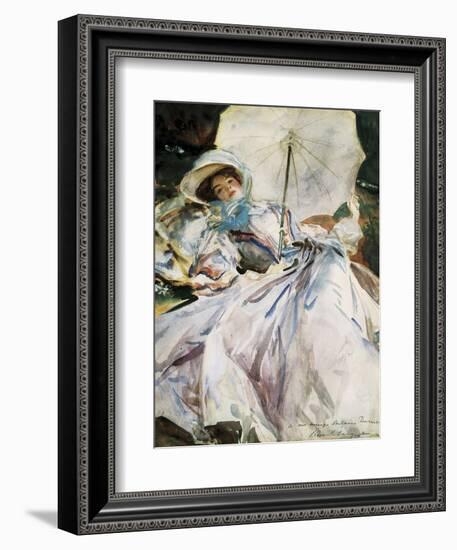 Lady with Parasol-John Singer Sargent-Framed Art Print